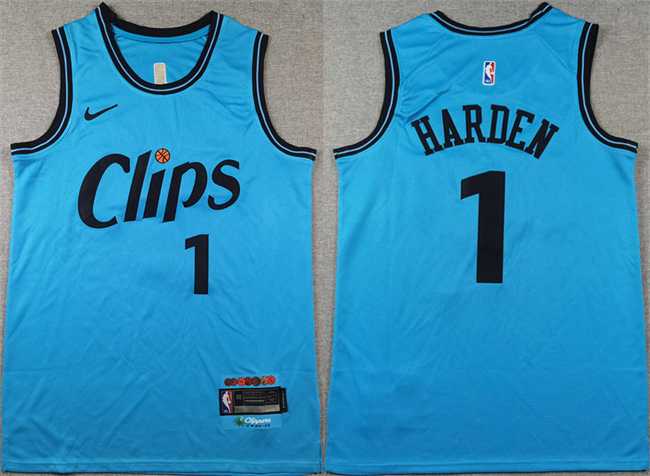 Mens Los Angeles Clippers #1 James Harden Light Blue 2024 City Edition Stitched Jersey->->NBA Jersey